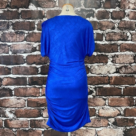 Aidan Maddox Dress Women's 6 Blue Bodycon Short Sleeve Scoop Neck Knee Length - Picture 11 of 17